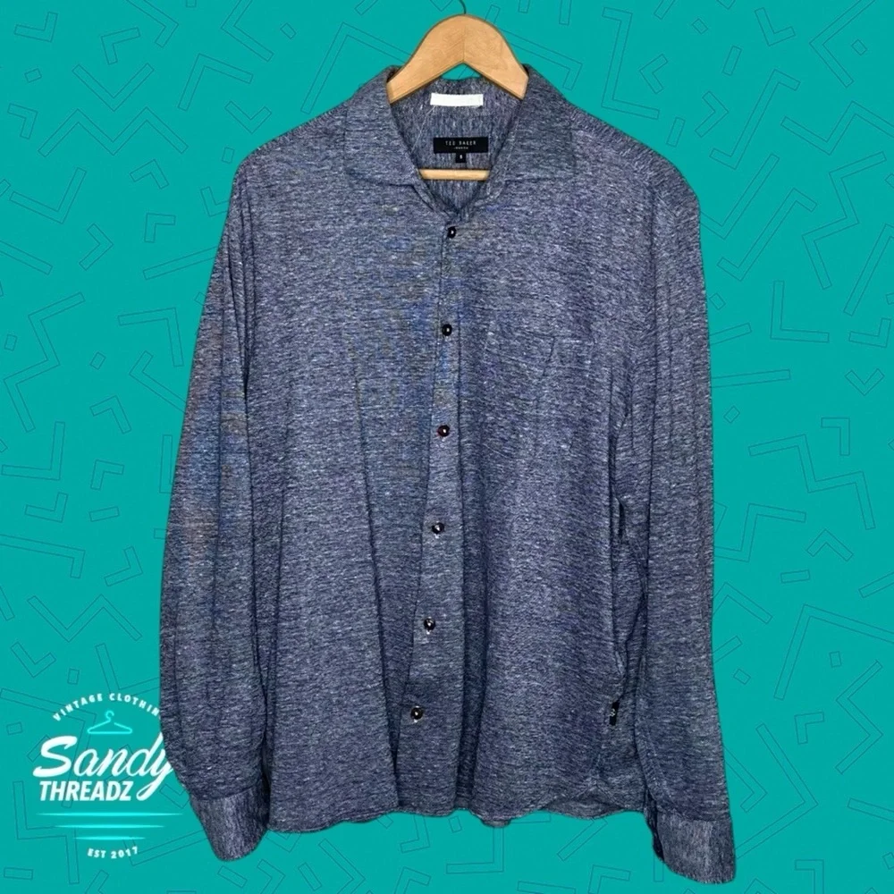 Ted Baker Linen Button Down Shirt - Picture 3 of 7